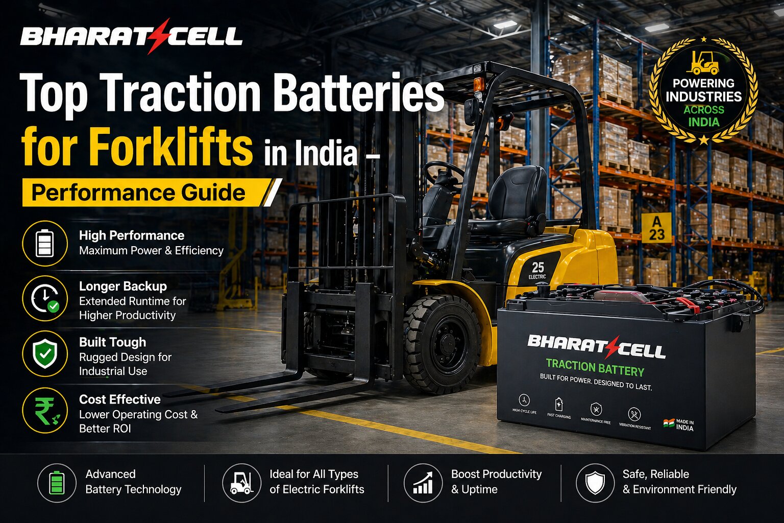 Top Traction Batteries for Forklifts in India – Performance Guide